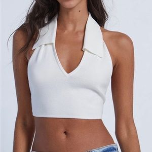 WeWoreWhat Knit Collar Halter Top